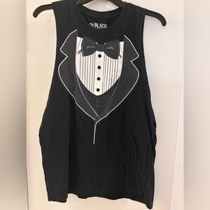 Black Tuxedo Graphic Tank Top